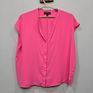 Eloquii Shirt Top Plus Size 20 Pink Cap Sleeve Button Front Workwear Lightweight